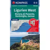 KOMPASS Wanderkarte 2444 Ligurien West - Riviera di Ponente, Ventimiglia bis Genua 1:60.000