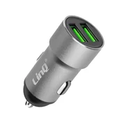 LINQ LinQ, 12 W avtomobilski polnilec za cigaretni vžigalnik dvojnim izhodom USB, Srebrna, (5000070126)