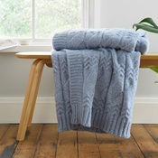 Modra pletena odeja 150x200 cm Cable Knit – Bianca