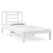 Vidaxl Posteljni okvir brez vzmetnice bel 90x190 cm trdna borovina
