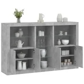 Komoda s LED svjetlima siva boja betona 162 x 37 x 100 cm