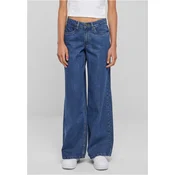 Womens Mid Waist Wide Jeans Blue
