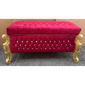 Casa Padrino baroque bench - chest with rhinestones bordeaux red/gold - Baroque furniture