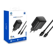 Stenski 20W polnilec Lito LC13L GaN z Lightning kablom - black