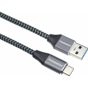 PremiumCord USB-C - USB-A 3.0 Braided Siva 2 m USB kabel