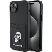 Karl Lagerfeld ovitek za iPhone 15 black hardcase Saffiano Cardslot