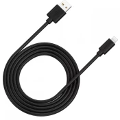 Canyon MFI-12, Lightning USB kabel za Apple (C48), okrogel, PVC, 2 m, premer: 4,0 mm, žica za napajanje in signal: 21AWG2C 28AWG2C, hitrost prenosa podatkov: 26 MB/s, črn. Z zaščito, s CANYON logot
