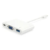 Equip USB Type C to VGA Female/USB A Female/PD Adapter