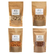 Slani pistacije 500g + slani indijski oreščki 500g + karamelni arašidi 500g + paprika arašidi 500g