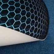 IRIS GAMER BLUE HEXAGON promjera 120 cm, debljine 2 mm, okrugli podlog za stolicu s heksagonalnim uzorkom za zaštitu poda MAT BLUE 120 HEX