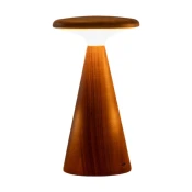 LED namizna svetilka v temni naravni barvi z lesenim senčilom (višina 14 cm) Sylva – Gingko
