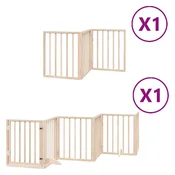 Vidaxl Ograda za pse z vrati zložljiva 9 panelov 450 cm topolovina