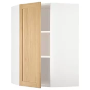 METOD Ugaoni zidni element s policama, bela/Forsbacka hrastovina, 68x100 cm