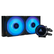 CHIEFTEC Iceberg 240 CPU vodno hlajenje, 2x120mm ARGB, ARGB vodni blok, LGA1851, AM5, črna