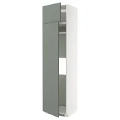 METOD Visoka omara za hlad/zamrz+2vrata, bela/Nickebo mat sivo-zelena, 60x60x240 cm