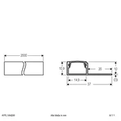 EVN APFL1 Profil za aluminijaste ploščice, enostranski, 200 cm x 3,7 cm - anodiziran aluminij, opal - Kovina