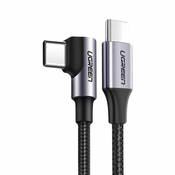 Ugreen kotni kabel USB Type C - USB Type C Power Delivery 60 W 20 V 3 A 1 m črno-siv (US255 50123)