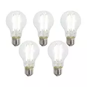 Komplet 5 pametnih E27 zatemnitvenih LED žarnic A60 prozornih 7W 806 lm 2700-6500K