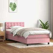 vidaXL vidaXL Box spring postelja z vzmetnico roza 90x210 cm žamet, (22011340)