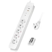 LOGILINK 5-smerna vtičnica + daljinski upravljalnik za 2\, 5x CEE 7/3\, 1\,5 m\, bela LogiLink LPS402 brezžična razdelilna letev bela vtičnica 1 kos, (20828986)