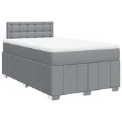 Vidaxl Box spring postelja z vzmetnico svetlo siva 120x200 cm blago