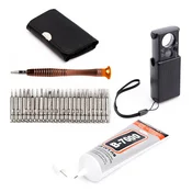 shumee Smart Pack št. 3, komplet preciznih izvijačev 25 v 1, lepilo B-7000 110 ml, žepna lupa s 30-kratno/60-kratno povečavo