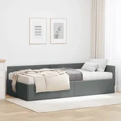 vidaXL Kotni okvir postelje z matrico Drugo 2 pcs Siva blago