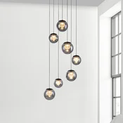 LED-visoka svetilka PURE Popup, siva/dimno siva, premer 40 cm, 7-žarilna - Dnevna soba/jedilnica - siva, dimno siva - Steklo