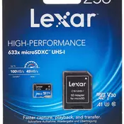 LEXAR 256GB LSDMI256BB633A High-Performance 633x microSDXC UHS-I, up to 100MB/s read 45MB/s write C10 A1 V30 U3