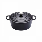 Okrogla posoda Signature z jeklenim gumbom 24 cm, črna