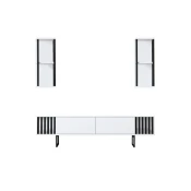 Hanah Home Chrome Line TV komoda sa dve police, Bela