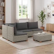Vidaxl 5 kos Ratan lounge set s blazinami GENDT Naravni rattan