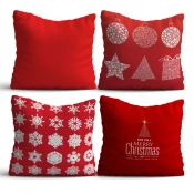 Aberto Design NYXMAS07 Set od 4 dekorativnih jastuka, 43 x 43 cm, Crveni