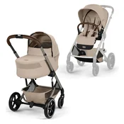cybex gold® otroški voziček balios™ s lux z zložljivo košaro s lux almond beige (taupe frame)