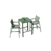 Green Bay Baštenski set sto i 2 stolice Olive, Visoko sedenje, Maslinasti