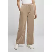 Womens smooth velvet sweatpants with high waist softtaupe