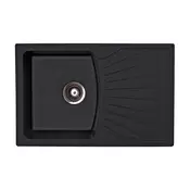 Metalac X Granit Quadro Plus Usadna kvarcna sudopera sa sifonom, Crna, O 90, 770x500 mm