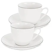 Northix Komplet skodelic in krožnikov iz porcelana, bel, 200 ml, 2 kosa