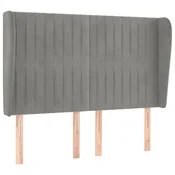 Vidaxl Vzglavje z ušesi svetlo sivo 147x23x118/128 cm žamet