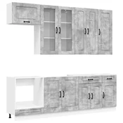vidaXL Set omar s predalom z vrati 8 pcs Betonsko siva Konstruiran les