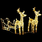 Vidaxl Božični jeleni s sanmi 160 LED lučk 130 cm iz akrila