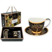 Carmani SKODELICA IN KROŽNIK ZA ESPRESSO GUSTAV KLIMT DREVO ŽIVLJENJA PORCELANSKA KAVA