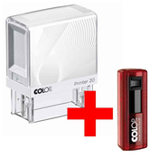 Štampiljka Colop Printer 20, belo-belo ohišje-vaš odtis v ceni (38x14mm) + žepna štampiljka 20