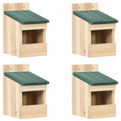 vidaXL Ptičje hišice 4 kosi 12x16x20 cm les jelke