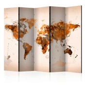 artgeist Paravan World In Brown Shades Ii, 5-Delni, Dvostranski
