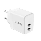 shumee Crong Ultra Compact GaN - 2x USB-C 35W PD 3.0 omrežni polnilec s PPS (bel)