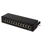 Logilink Cat.6A 12-portni oklopni patch panel, stolni, crni