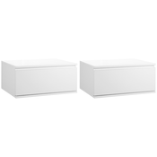 HOMCOM HOMCOM Komplet nočnih omaric 2 kosa s predalom in visečim dizajnom za spalnico in dnevno sobo, iz iverne plošče in MDF, 49x38x23 cm, bela, (20745725)
