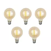 Komplet 5 pametnih E27 zatemnitvenih LED žarnic G95 zlata 7W 806 lm 1800-6500K