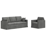 Vidaxl Kavčna garnitura 2 szt. Temno siva 198 x 78 x 80 cm Žamet